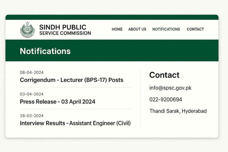 Spsc 96 SPSC: Sindh Public Service Commission Guide, News & Contact