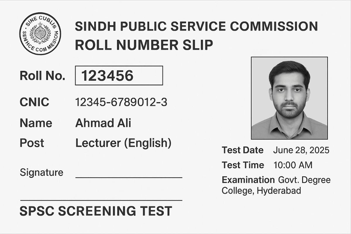 SPSC Roll Number Slip - SPSC Screening Test Results